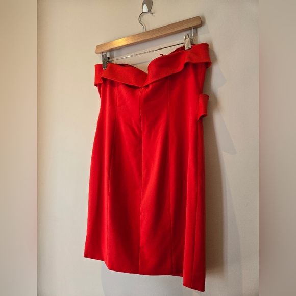 Jay Godfrey Red Strapless Bow Front Mini Dress Size 6 - Picture 9 of 10
